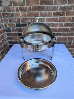 Used 6L Round Stainless Steel Chafing Dish / Buffet Food Warmer (Fuel Heated)