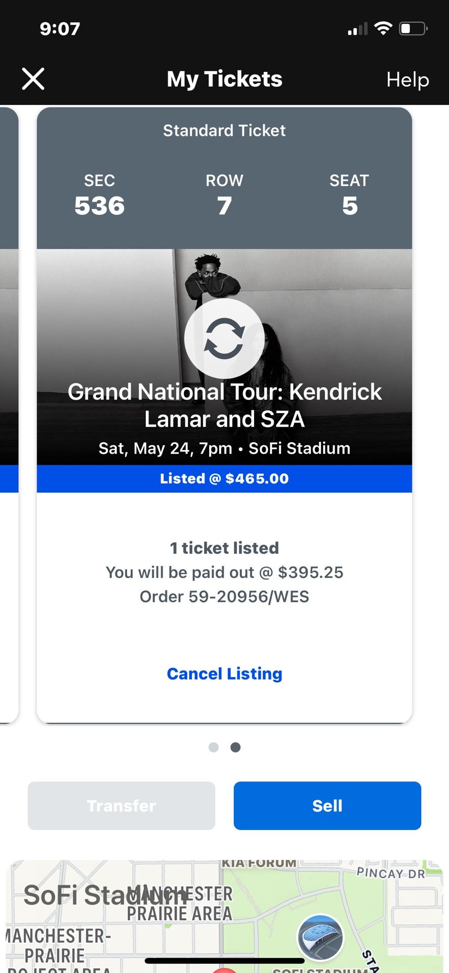 Two Kendrick & SZA Tickets, SoFi Stadium, Sat, May 24, 7PM