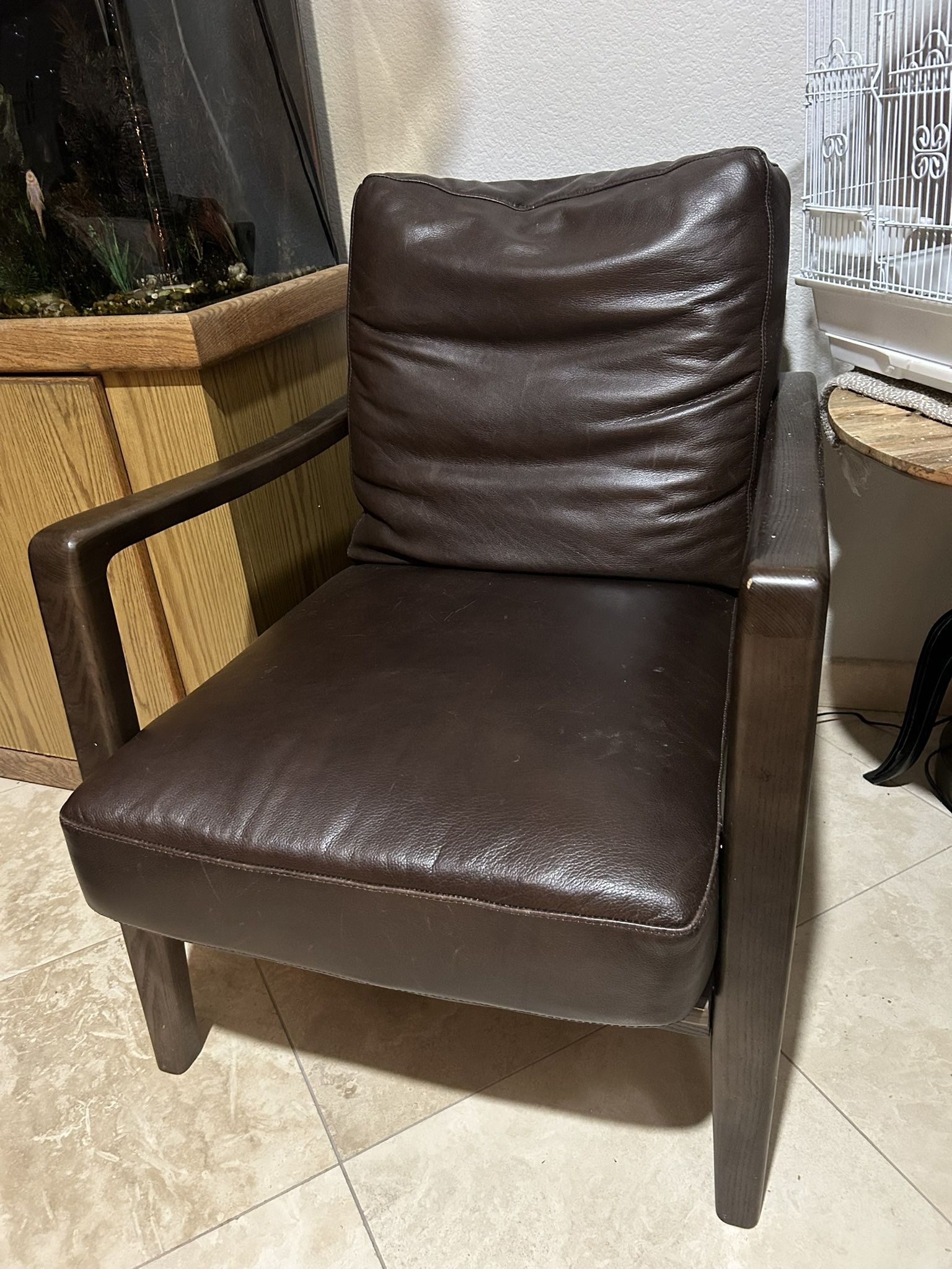 Real Leather Accent Chair
