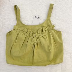 NWT Native Youth Verdi Linen Ruffle Tank