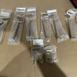 Lot Satin Brass Bristol 5 Inch Center to Center Handle Cabinet Pull (7 handles and 2 knobs)