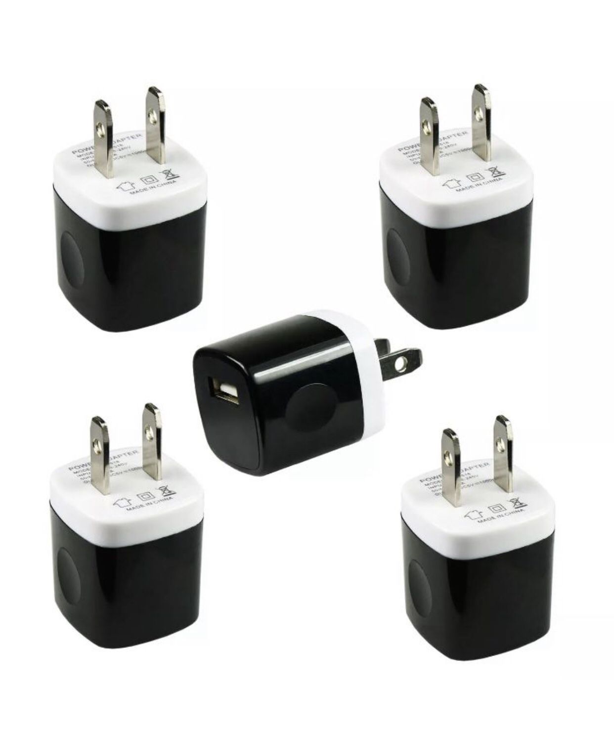 5 PCs Wall Adapter USB Wall Charger AC Power For iPhone 8 X 11 12 13 Ipod Samsung Phones Cellphones Electronic Devices