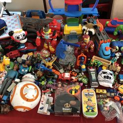 Boys’ Summer Fun Assorted Toy Lot Action Figures Vehicles Games and More