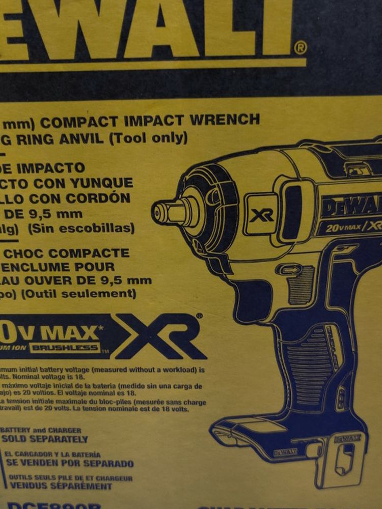 DEWALT 20V XR 3/8 COMPACT IMPACT WRENCH (BRAND NEW TOOL ONLY) Available 5 This Kind The Tool