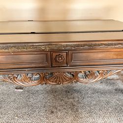 Vintage Carved Wood COffee Table