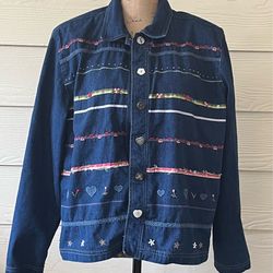 Vintage Denim Koret City Blues Heavy Shirt or Light Jacket Embroidery & Beaded XL