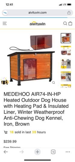 Aivituvin Heated Outdoor Dog House with Heating Pad