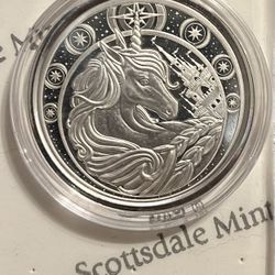 1 Oz Silver 2023 Unicorn Scottsdale Mint  .999 FS BU