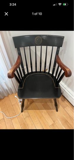Antique Black Windsor Armchair with Crest Medallion