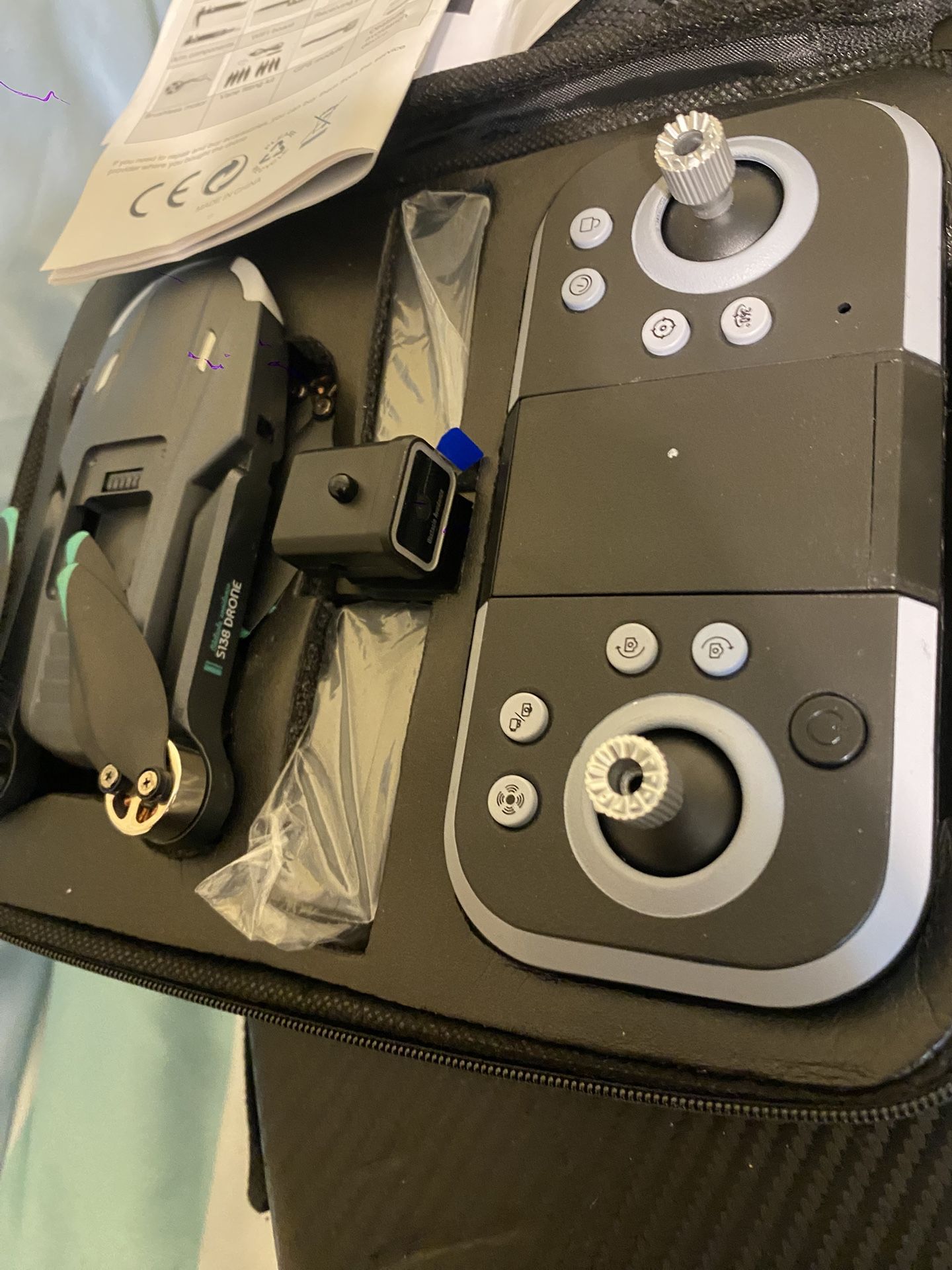 S138 Drone and its accessories in a carrying case