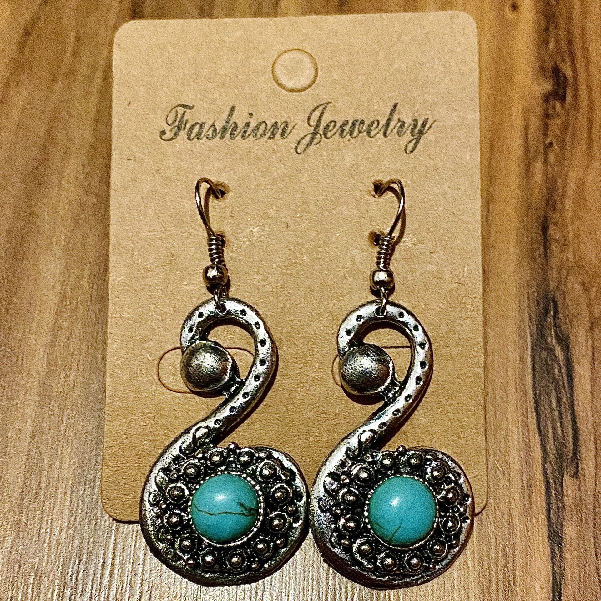 Turquoise Sterling Silver Drop Earring Tibetan Antique Vintage