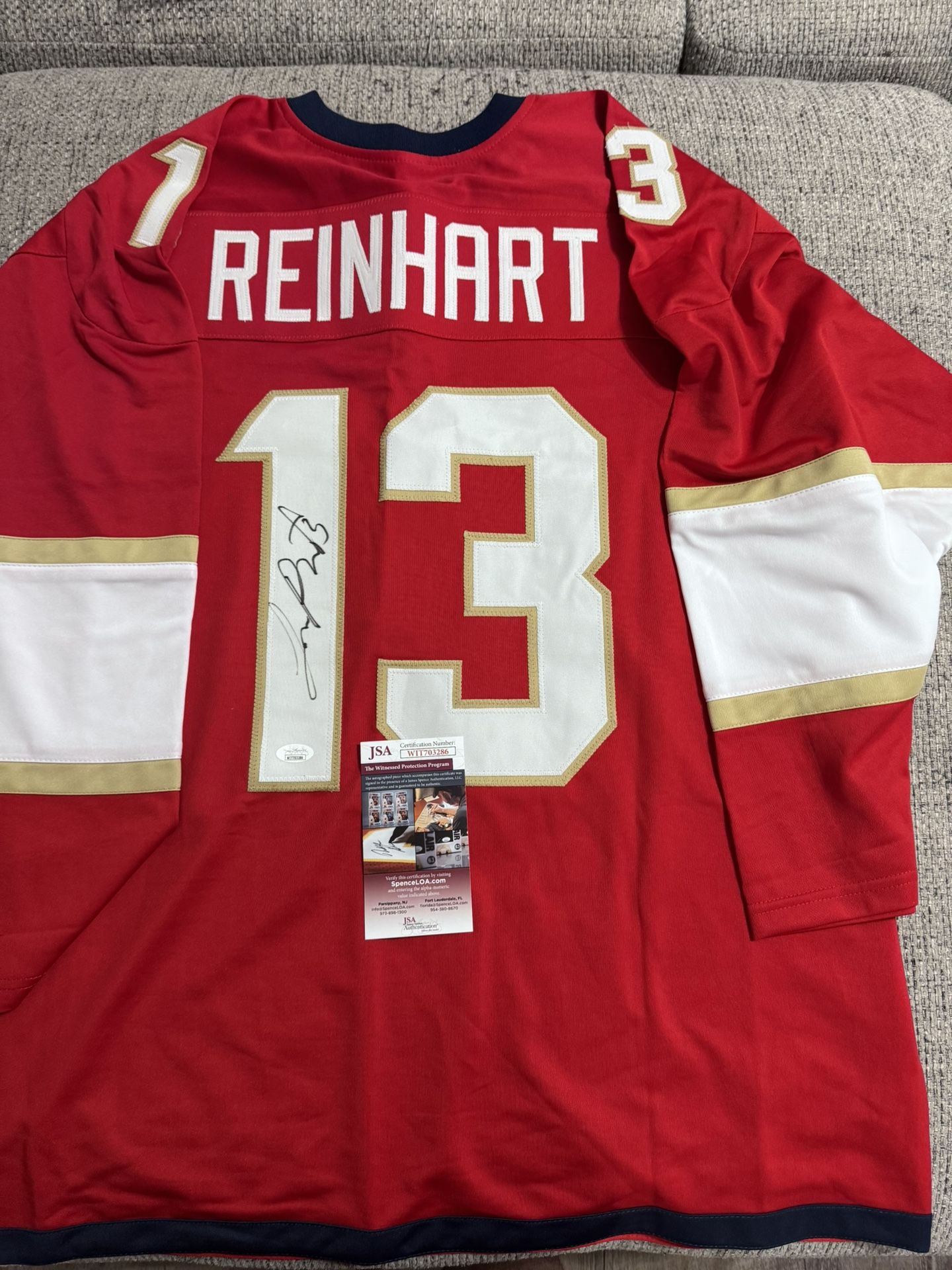 Samson Reinhart Signed Autograph Custom Jersey - JSA Coa - Florida Panthers
