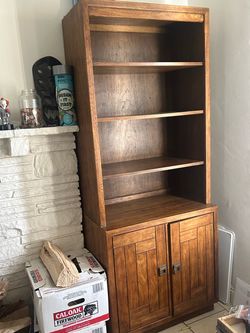 Wooden Cabinet bookcase mirror set