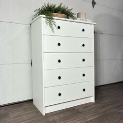 White 5-Drawer Dresser, Perfect for Bedroom | Tall Chest