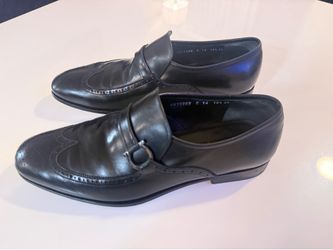 Ferragamo Black Wingtip Leather Loafer