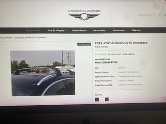 GenesisGV70 /GV80 Cross Bar For Roof Rail
