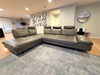 KUKA Italian Leather Sectional – Large Modern Gray/Taupe