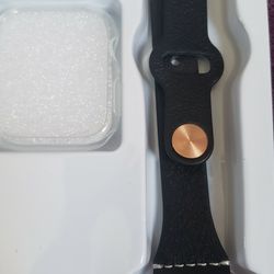 leather band compatible apple watch 38mm 40mm 42mm 44mm, slim genuine leather strap compatible with iwatch series 5/4 / 3/2 / 1 (black with rose gold,