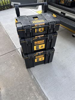 DEWALT ToughSystem 2.0 Rolling Tool Box Set – 3 Piece Stackable Storage System