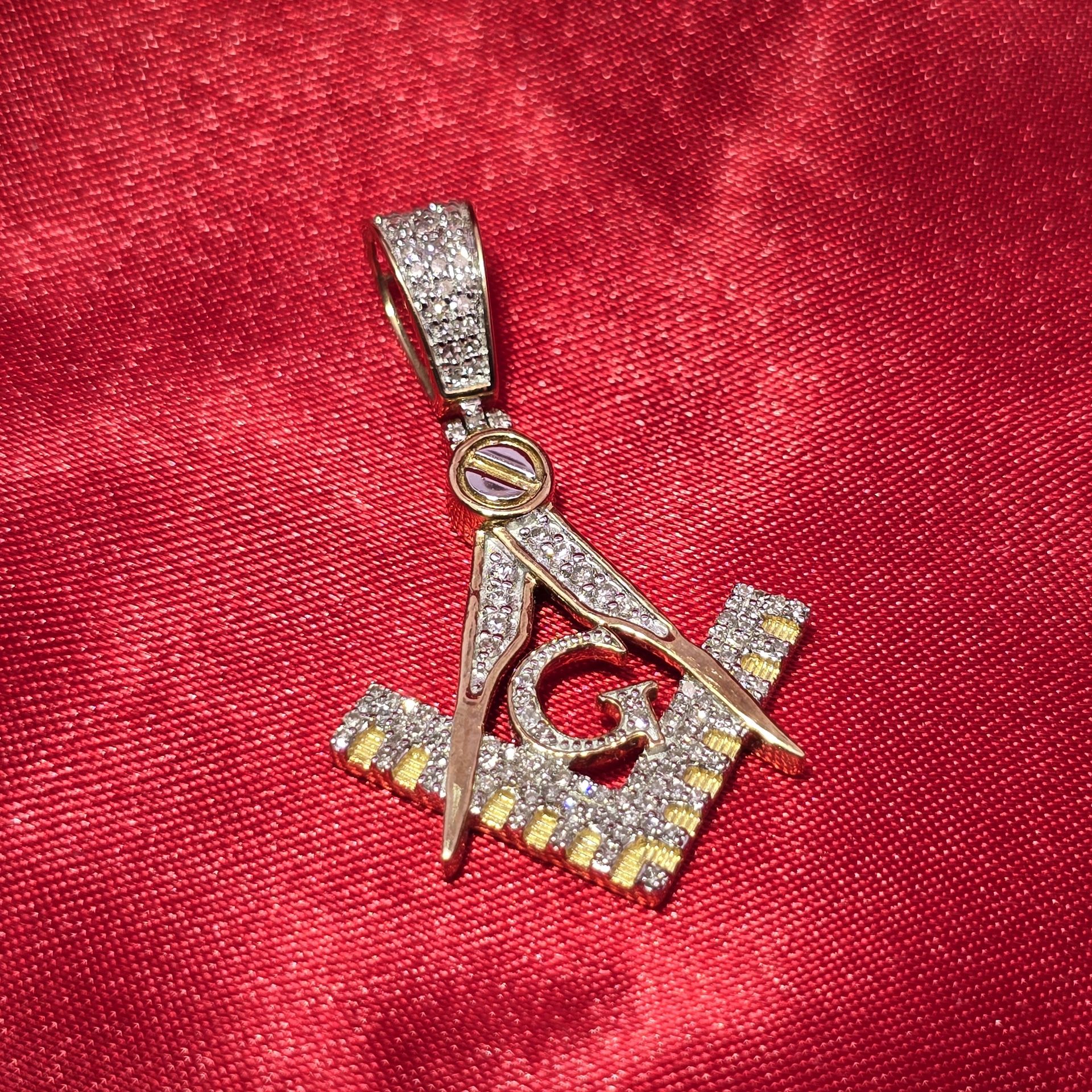 10k Yellow Gold Diamond Swarovski Crystals World / Champion Cup Pendant 3/8 ctw