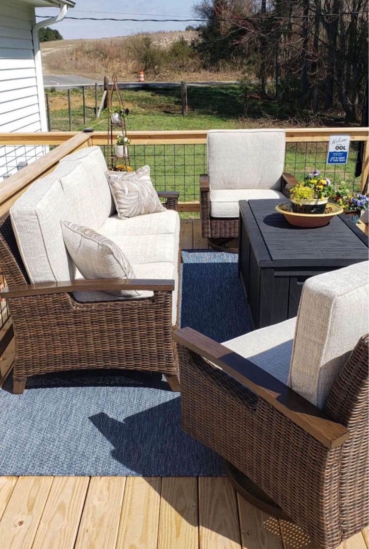 Patio Couch and 2 Chair Set Outdoor Furniture Set