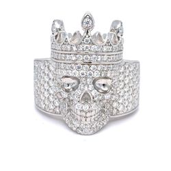 925 Sterling Silver Moissanite Skull Ring 12.50g 2.8CT Size 10 216083/7
