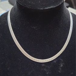 Vintage Milor 7mm Diamond Etched Herringbone Necklace 17½"