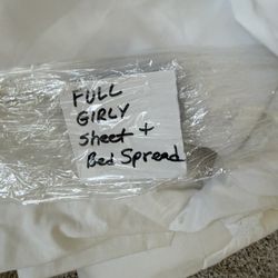 Girls White Full Sheet Spread (Pillowcases Included) 