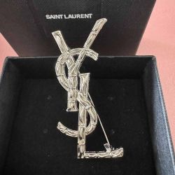 Yves Saint Laurent Snake Print YSL Letters Brooch