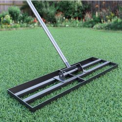 Lawn Leveling Rake 30"x10" with 78" Adjustable Stainless Steel Extened Handle,Heavy-Duty Leveling Tool for Garden(2683)