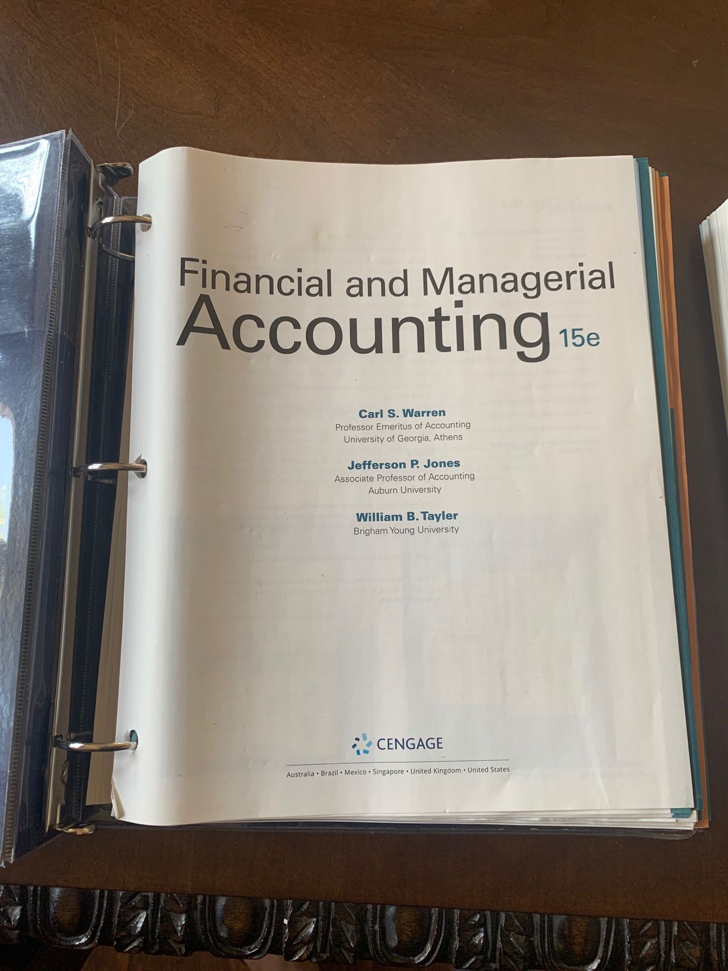 Financial and managerial accounting 15 edition loose leaf book with access code for 2 terms