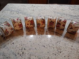 7 Rolls of Holiday-Themed Ribbon