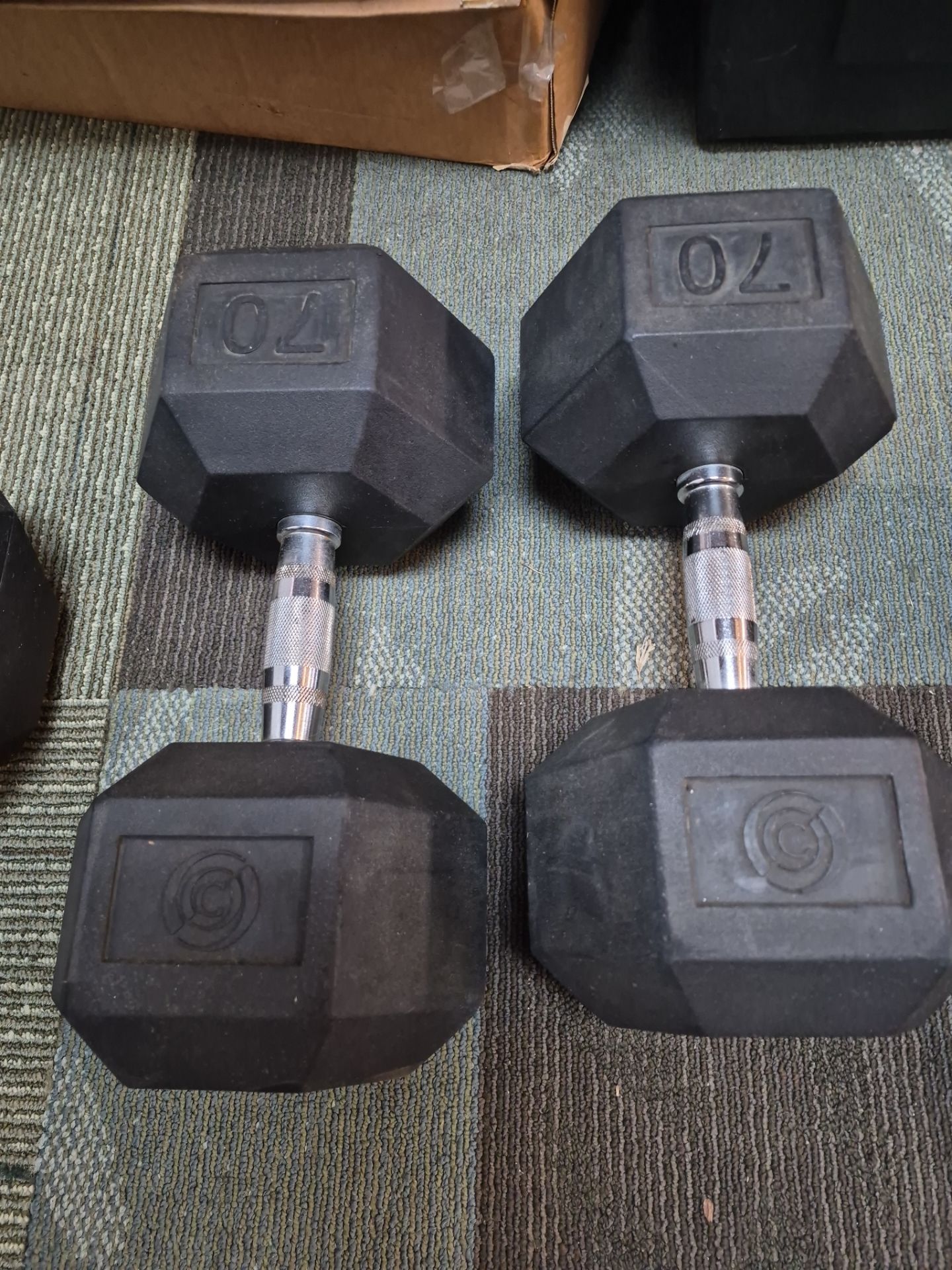 70 lbs Rubberized Dumbell Set