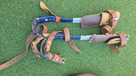 Klein Set of Lineman Climbing Equipment.