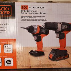 Black And Decker Drill/driver And 1/4inch Impact Driver
