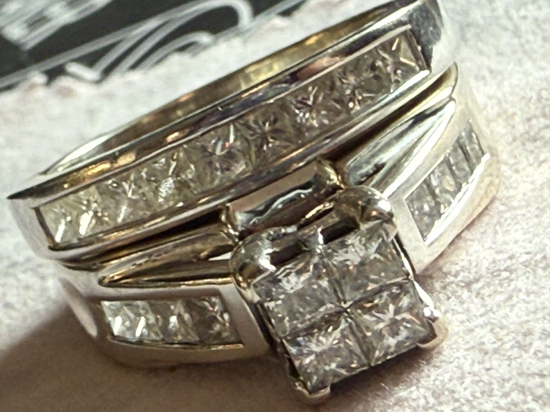 β¨ Stunning 1ct Princess Cut Diamond Bridal Set β 14k White Gold (Size 8)β¨