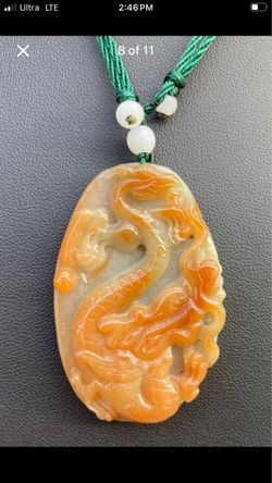 Certificate jadeite carved Burma Myanmar jadeite jade Red dragon wealth pendant