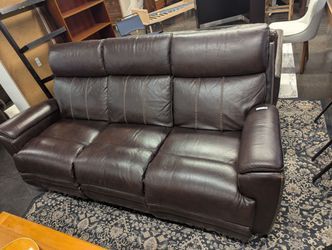 Brown Bonded leather three seat couch sofa 