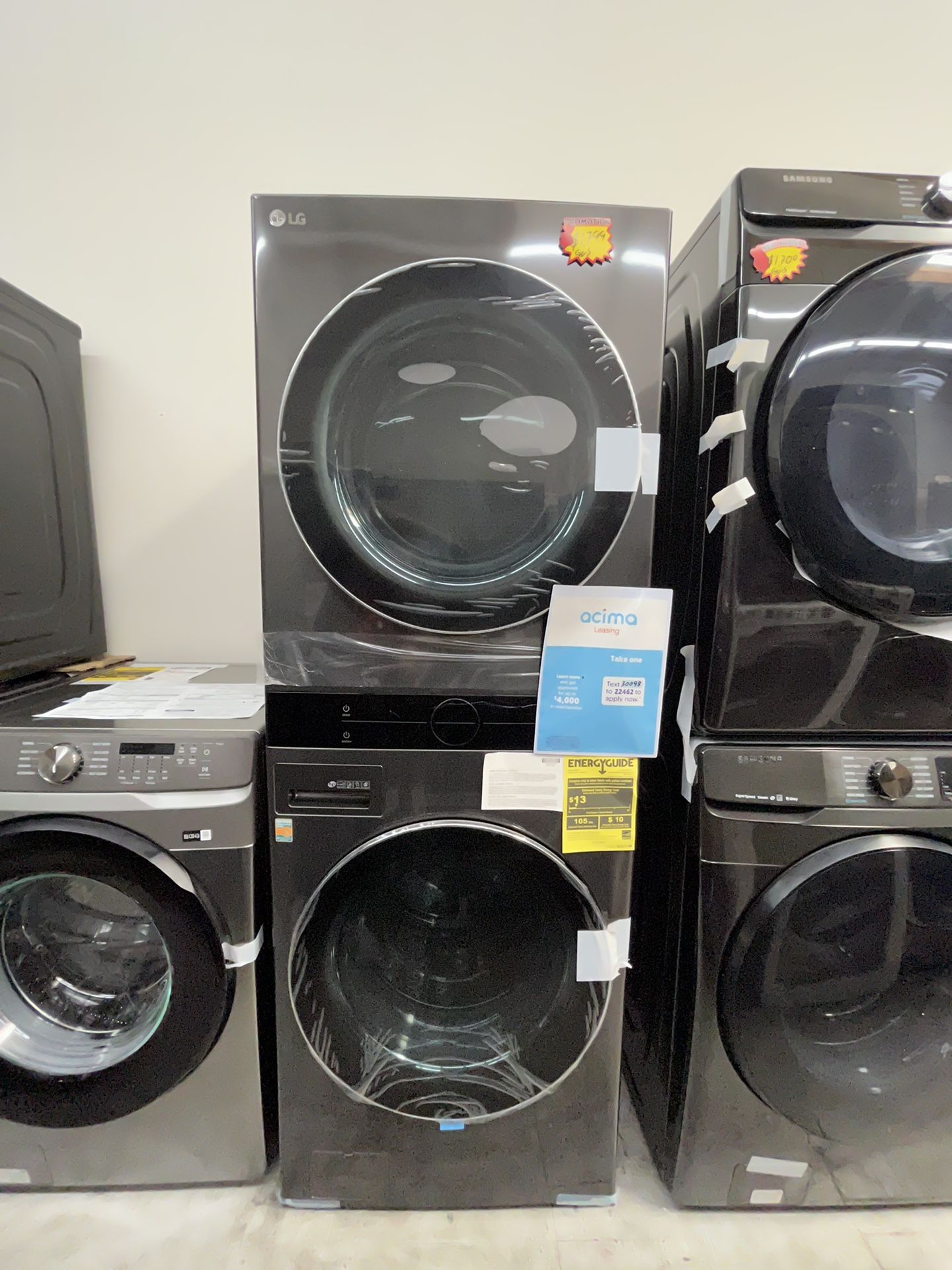 LG THINQ WASHTOWER GAS STACKABLE BLACK STAINLESS for Sale in Bellflower