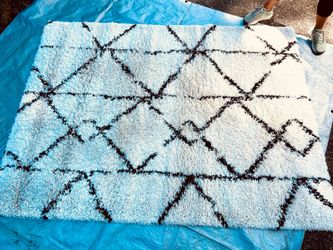 Project 62 Geometric Woven Shag Rug – Cream/Black, 5x7