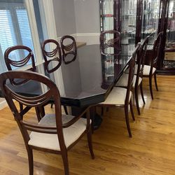9 Piece Dining Table Set, China Cabinet And Buffet Table Cherry