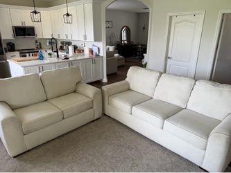 $500 for both! Kevin Charles Two Piece Sofa Couch and Loveseat! Good condition.  Love seat 61x38x38in Seat Height 18in Sofa 84x38x38in Seat Height 18i