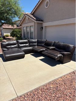 Leather Reclining Sectional Couch