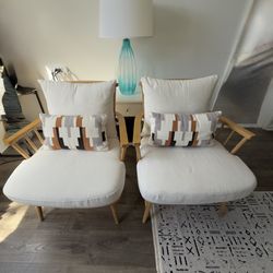 Set of 2 Modern Accent Arm Chairs with Pillows