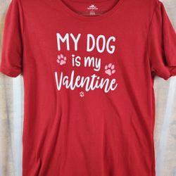 My Dog Is My Valentine Red Girls T-shirt size Large  