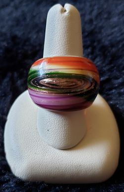 Murano Style Glass Ring Size 6