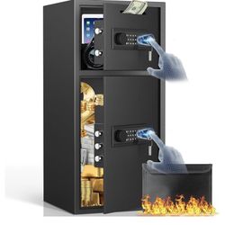 Luzfuego 6.5 Cub Extra Large Home Safe Box Fireproof Waterproof, Biometric Safe with Backlit Touch Keypad & Drop Slot, Money Box for Business Home