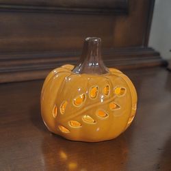 Light Up Cut Out Ceramic Pumpkin 