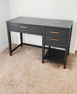 Desk gray with gold hardware