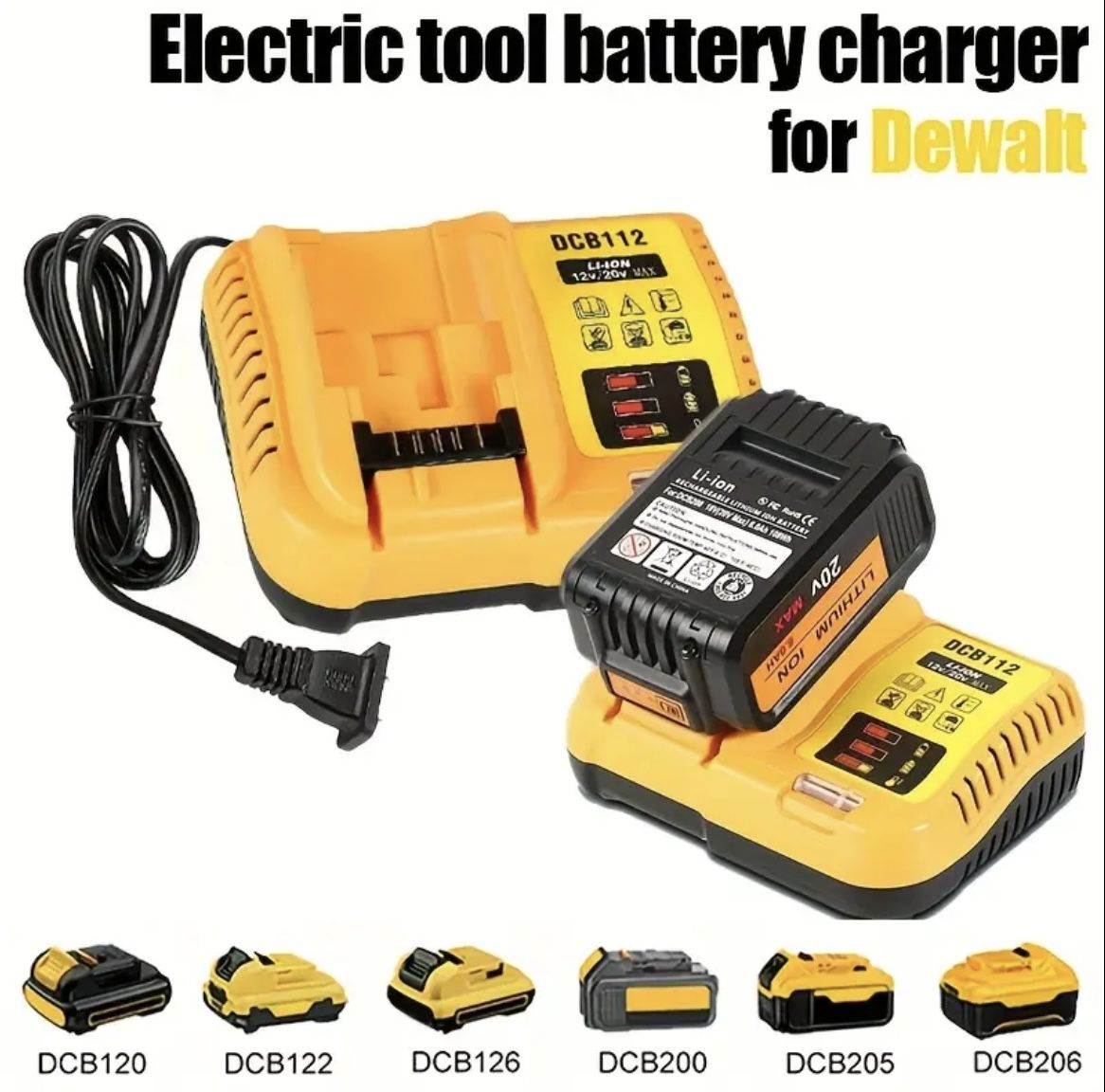 Rapid Battery Charger, for Dewalt 20V/12V/60V Batteries/ Lithium Batteries